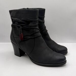 Tamaris Black Ankle Boots Anti Shock Tora Leather US 11 EU 42 Good Condition